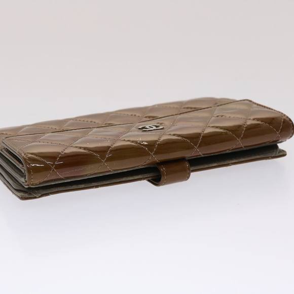 CHANEL Matelasse Wallet Patent Leather Brown CC Auth yk7893 - Picture 6 of 16